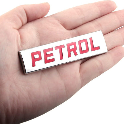 CarDost Petrol car emblem badge, 3D metal letters, red and chrome