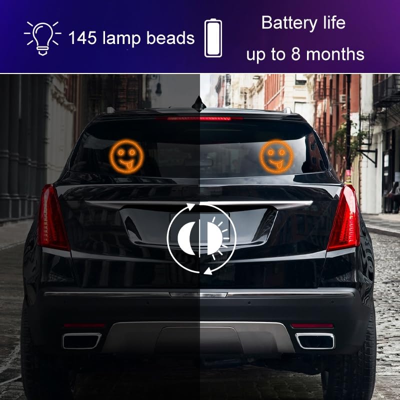 Emoticon LED light for car rear window with remote control