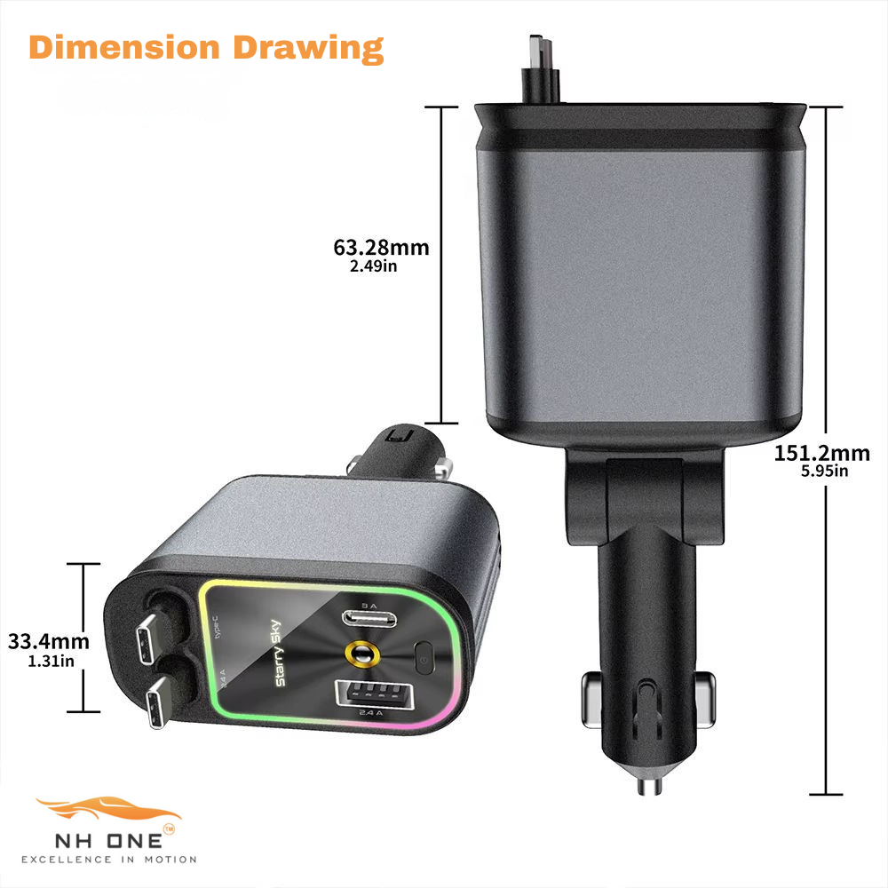 CarDost 4-in-1 fast car charger with starlight projector