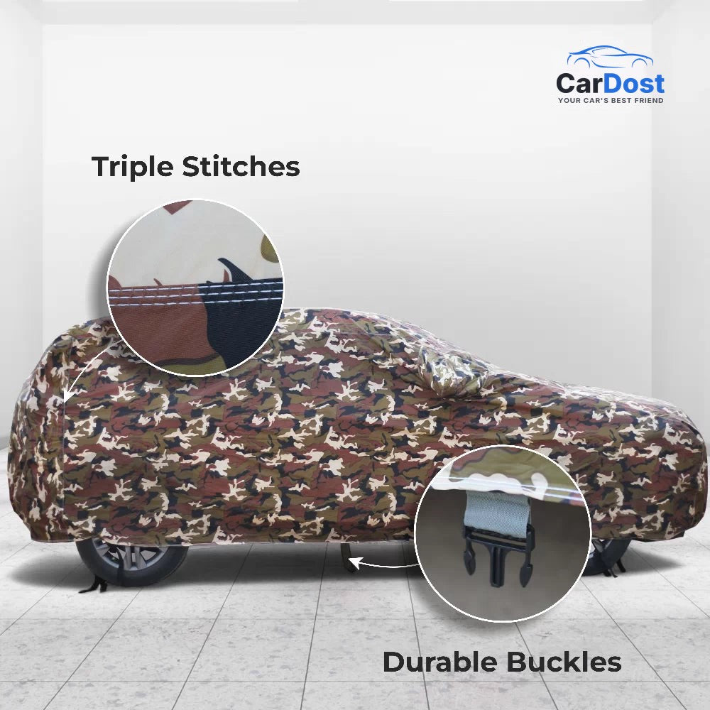 CarDost JUNGLE Heavy Duty car body cover – triple stitching and durable buckles