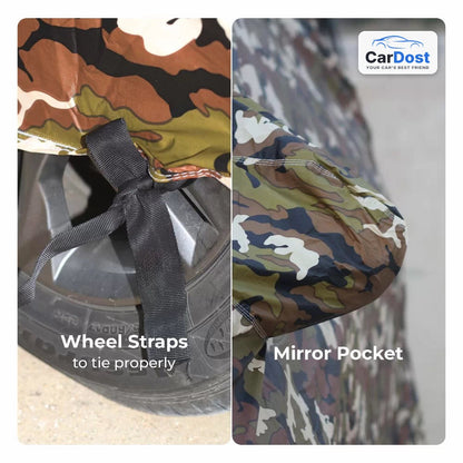 CarDost JUNGLE Heavy Duty car body cover – wheel straps and side mirror pocket